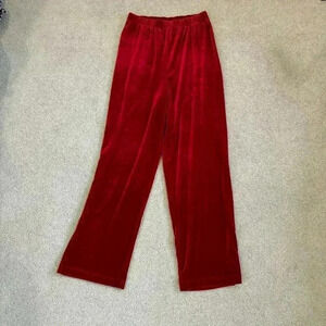 Bob Mackie Pants Straight Leg High Rise Stretch Velvet Red Womens Size Medium